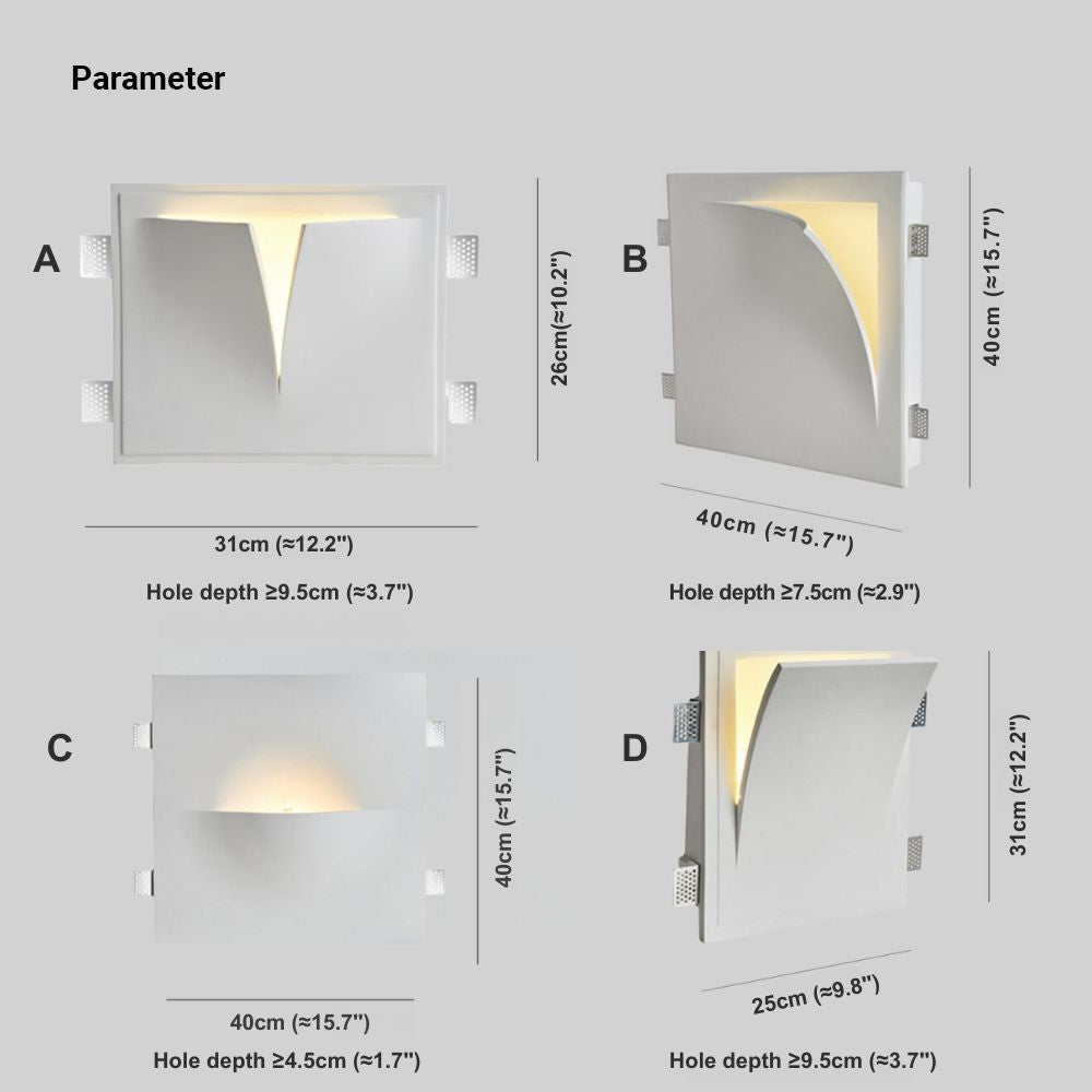 Aria Modern Recessed Plaster LED Wall Lamp - image 4