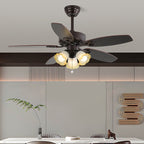 Lily Vintage Wood Ceiling Fan Light