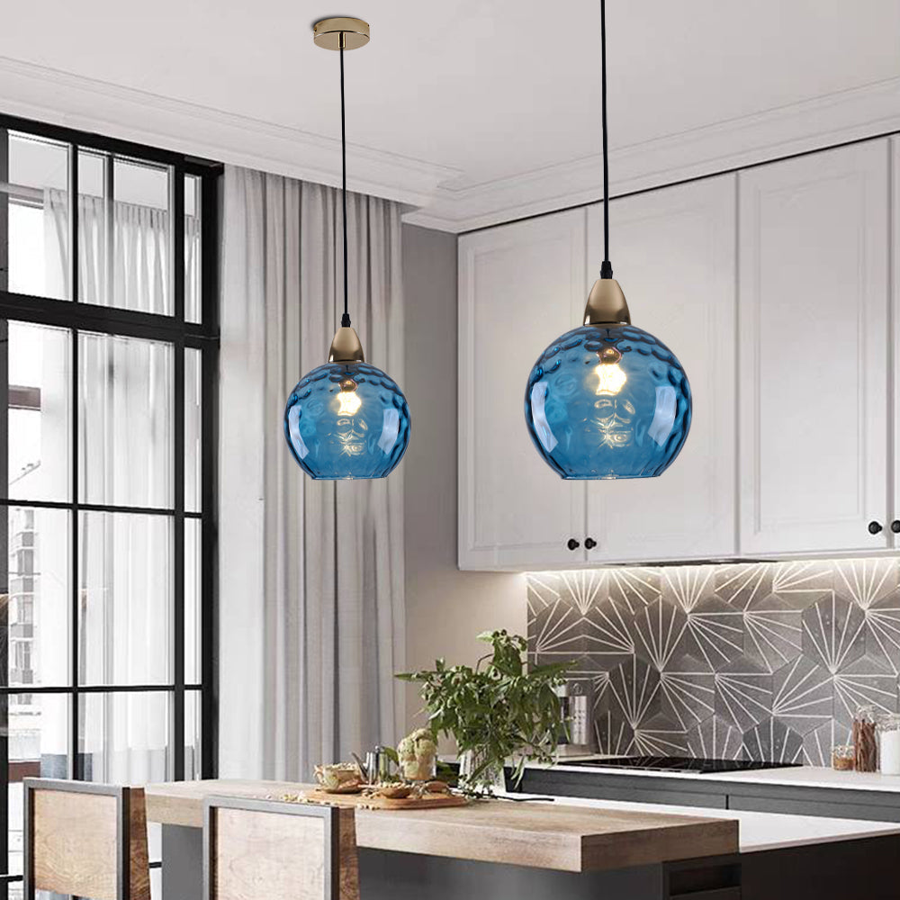Valentina Colorful Glass Ball Pendant Light Water Ripple Living Room - Letslighting