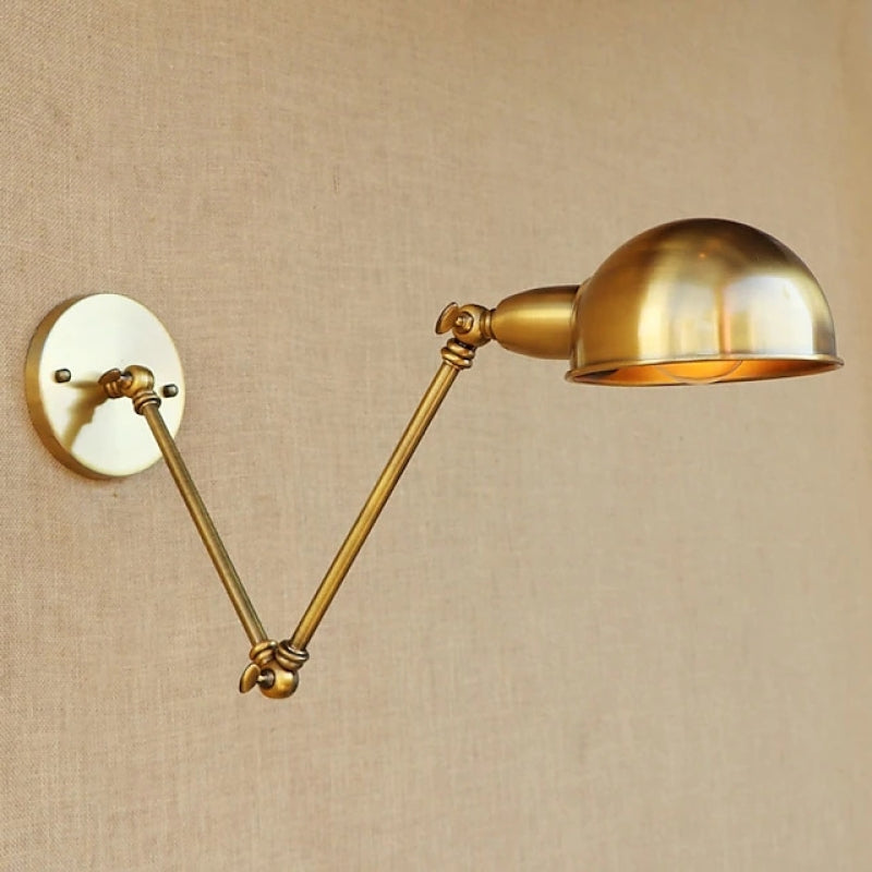 Epoch Vintage Semi-sphere Swing Arm Foldable Wall Lamp, Bronze