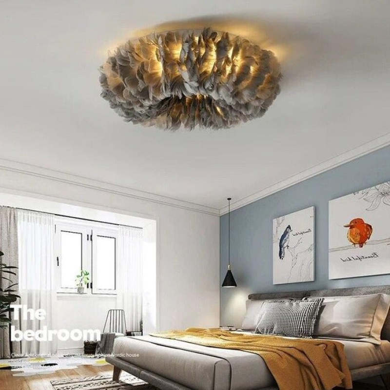 O'Moore Feather Ceiling Light, Modern, Bedroom, 4 Color