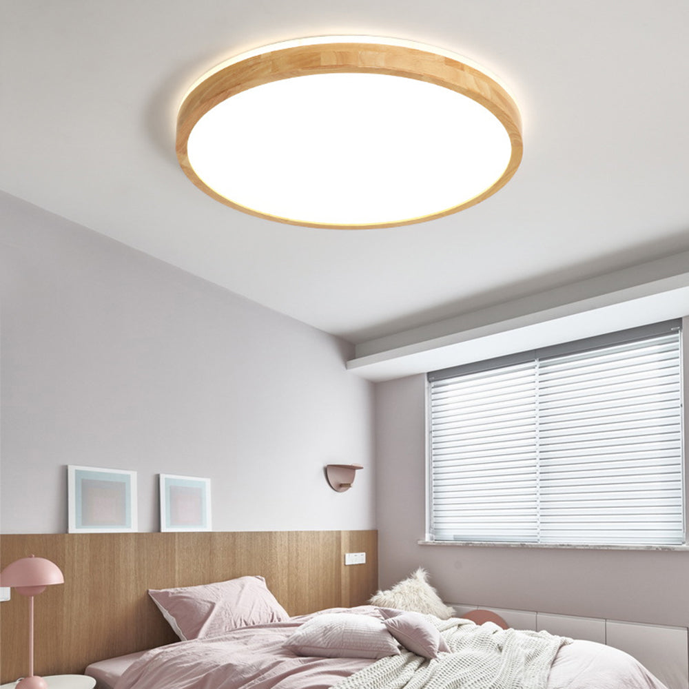 Muto Nordic Acrylic/Wood Flush Mount Ceiling Light Wood