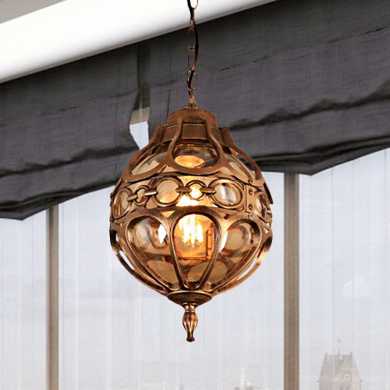 Epoch Loft Sphere Vintage Farmhouse Rustic Pendant Light Black Bronze Dining Room