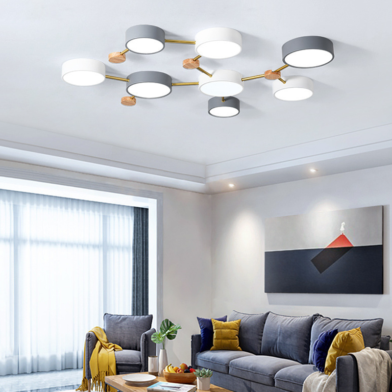 Arisha Modern LED Ceiling Light Acrylic Log Living Room Bedroom White Grey