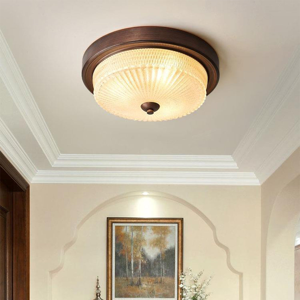 Silva Vintage Round Flush Mount Ceiling Light Glass Bedroom