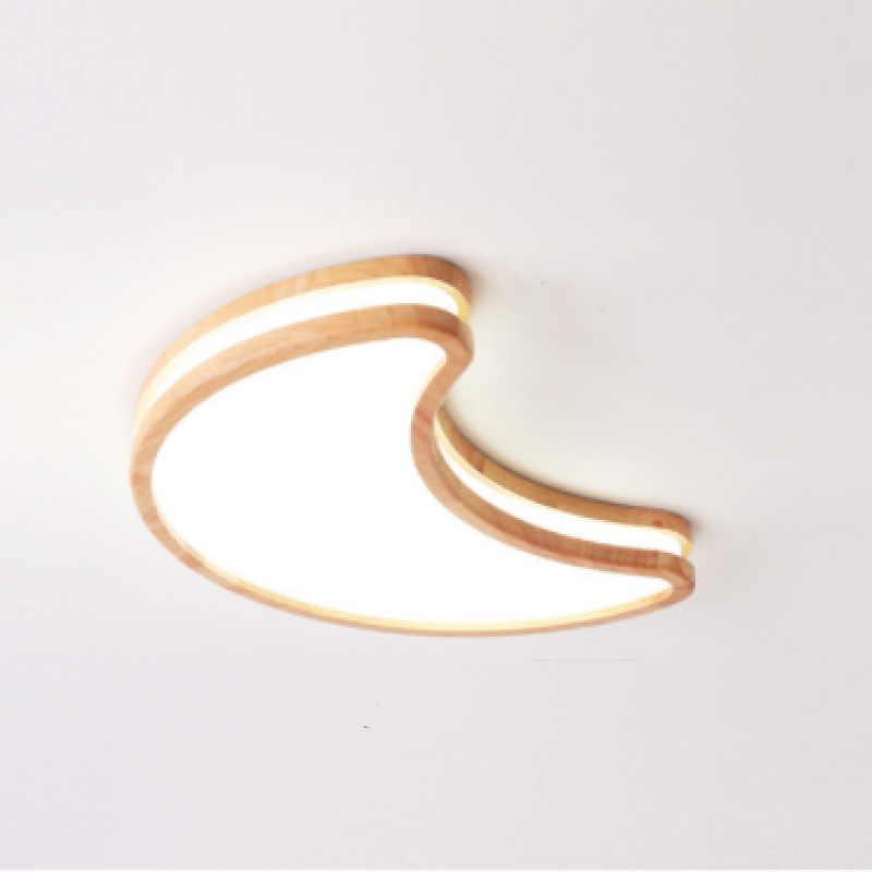 Arisha Moon/Cloud/Star Shape Flush Mount Ceiling Light, Wood & Arcylic