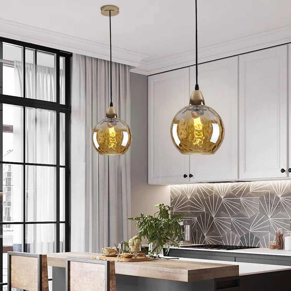 Valentina Colorful Glass Ball Pendant Light Water Ripple Living Room - Letslighting