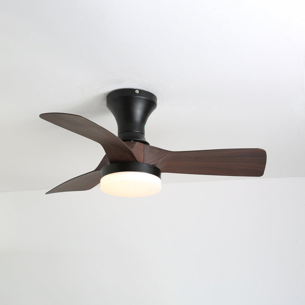 Nora Minimalist White Wood Ceiling Fan Light