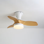 Nora Minimalist White Wood Ceiling Fan Light