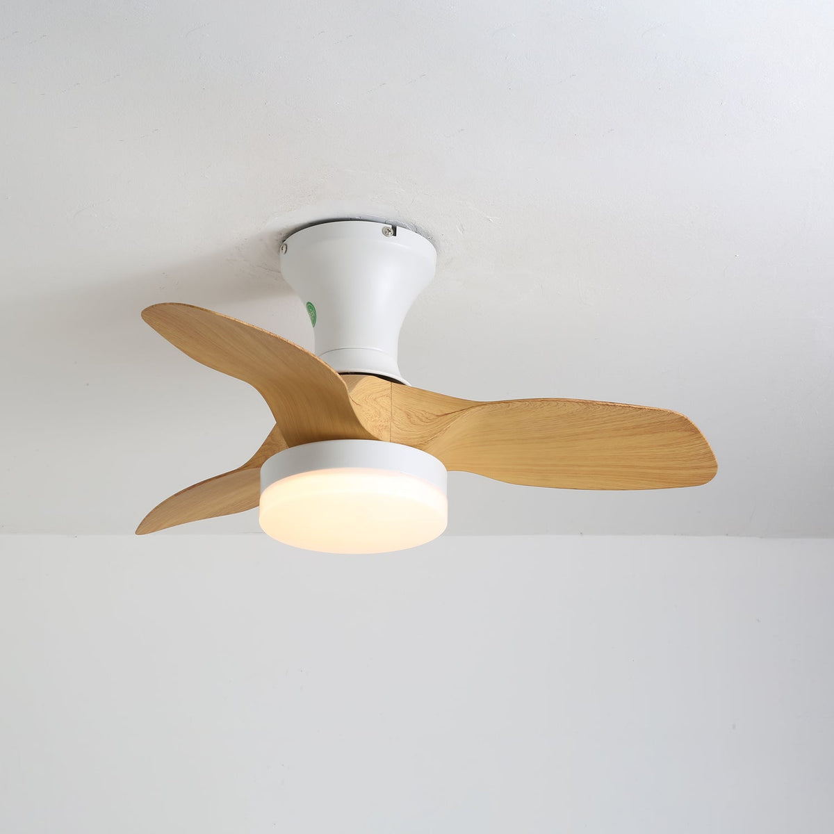 Nora Minimalist White Wood Ceiling Fan Light