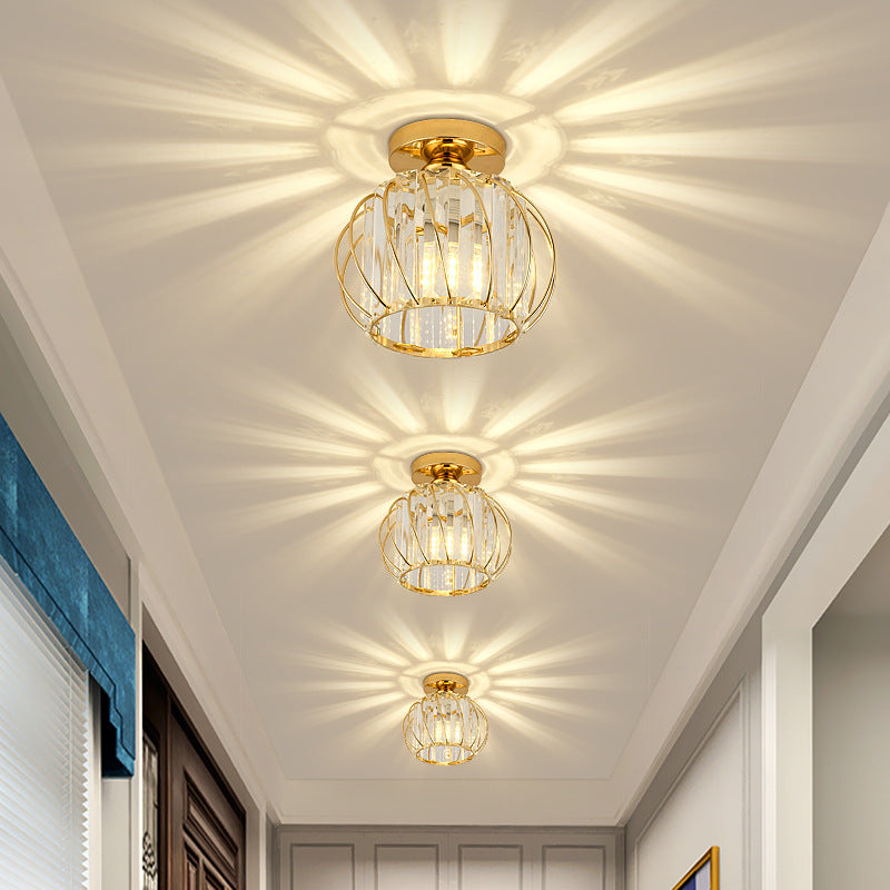Modern Globe Crystal Cage Ceiling Light