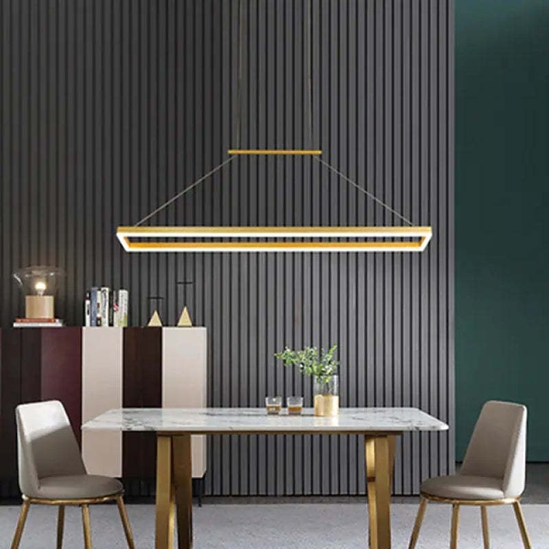 Arisha Modern Rectangular Pendant Light Coffee Dining Room