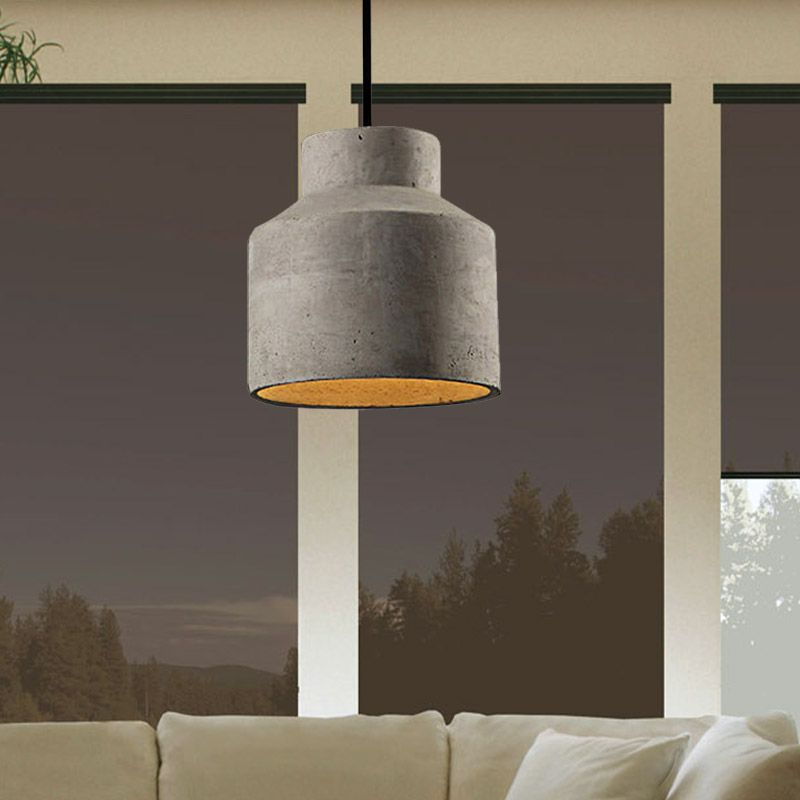 Avi Modern Dome Cement Pendant Light Gray Living Room