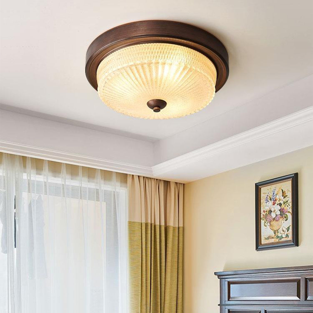 Silva Vintage Round Flush Mount Ceiling Light Glass Bedroom