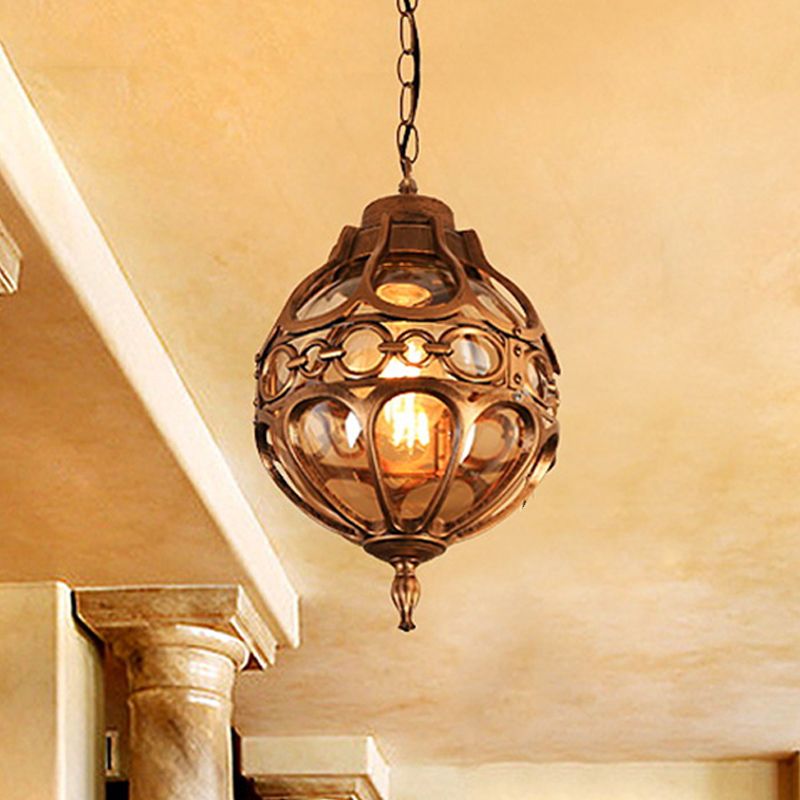 Epoch Loft Sphere Vintage Farmhouse Rustic Pendant Light Black Bronze Dining Room