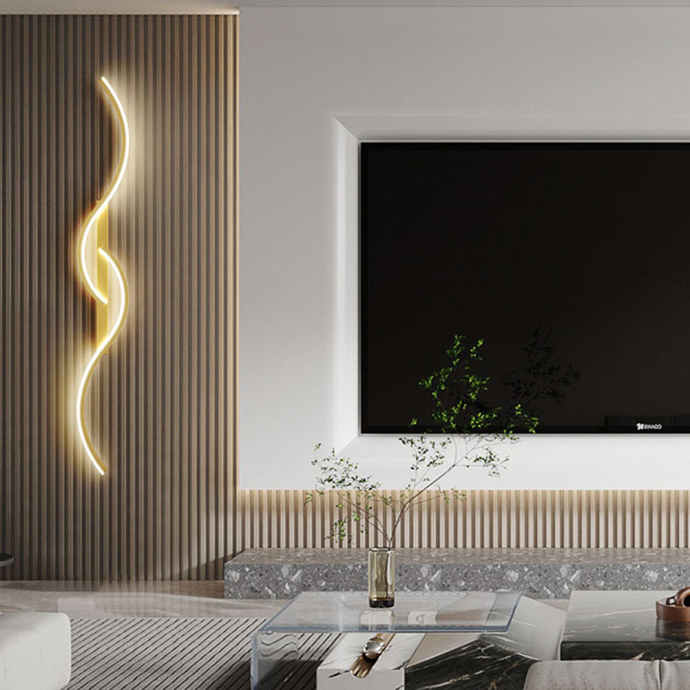 Arisha Modern Linear Wave Bedroom Wall Lamp Living Room