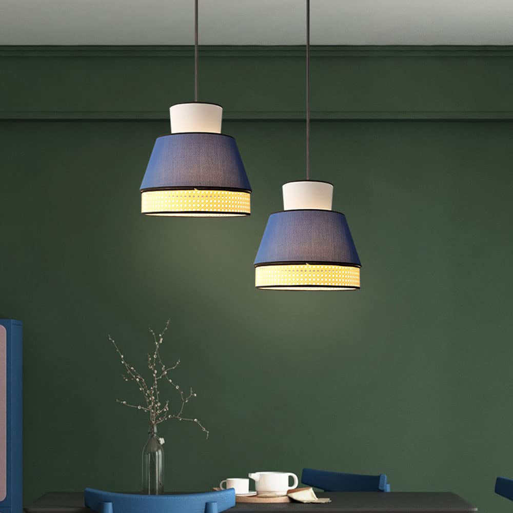 Ritta Fabric/Rattan Pendant Light, 2 Style