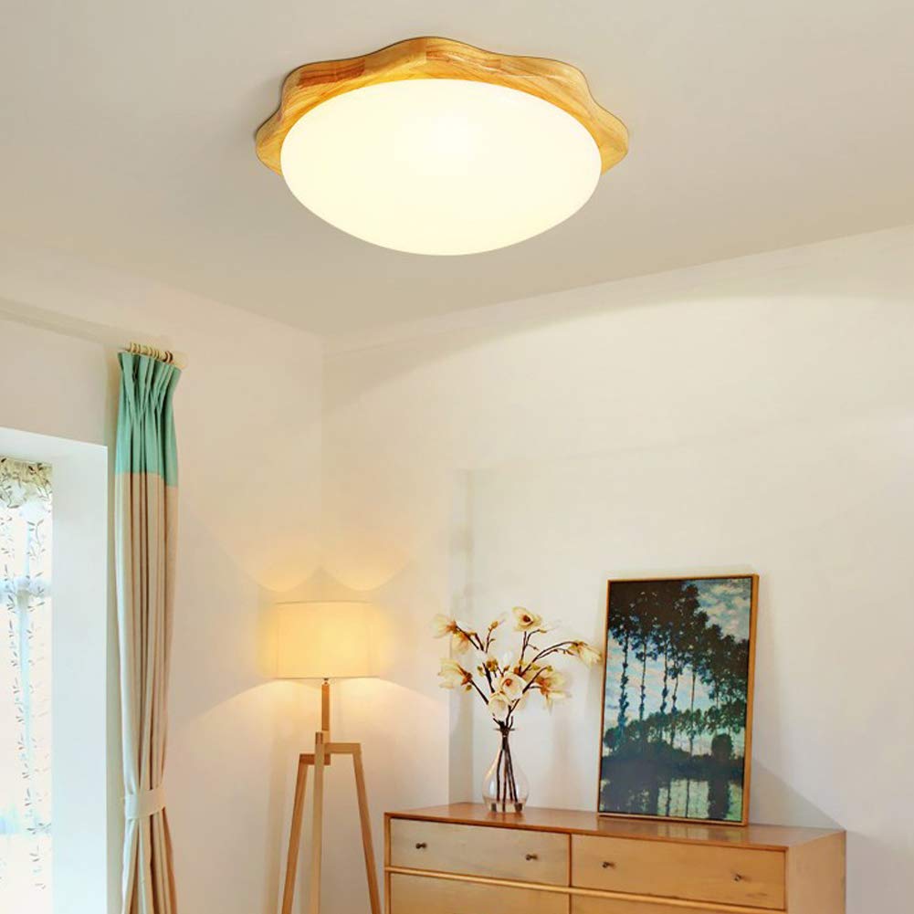 Muto Modern Simple Flush Mount Ceiling Light Wood Acrylic Dining Room