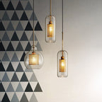 Arisha Golden Pendant Light, /Glass, Globe/Cylindric