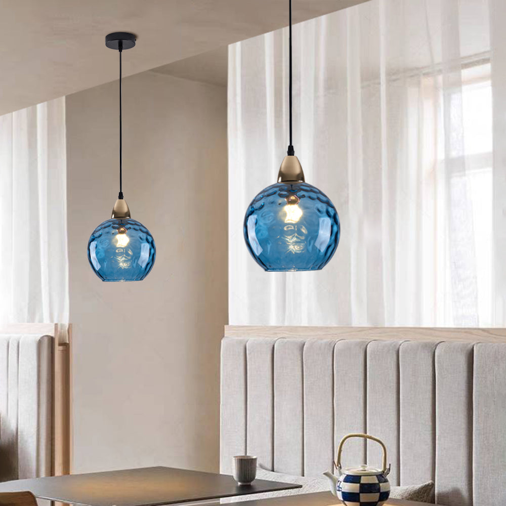 Valentina Colorful Glass Ball Pendant Light Water Ripple Living Room - Letslighting