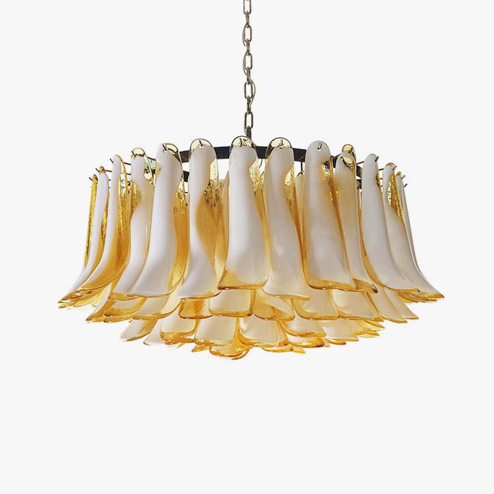 Aurora Chandelier Amber Murano Glass Petal Elegant
