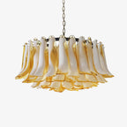 Aurora Chandelier Amber Murano Glass Petal Elegant
