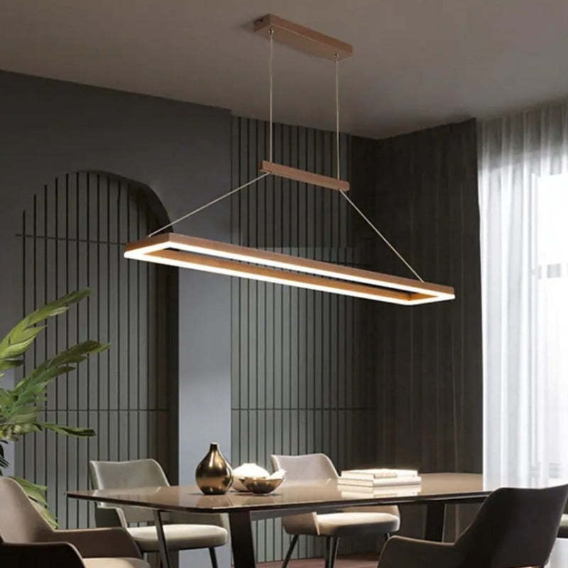 Arisha Modern Rectangular Pendant Light Coffee Dining Room