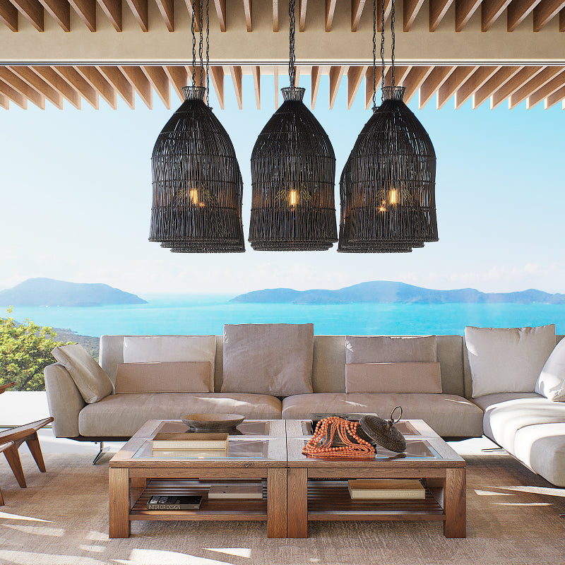 Ritta Design Birdcage LED Pendant Light Rattan Bedroom Living Room