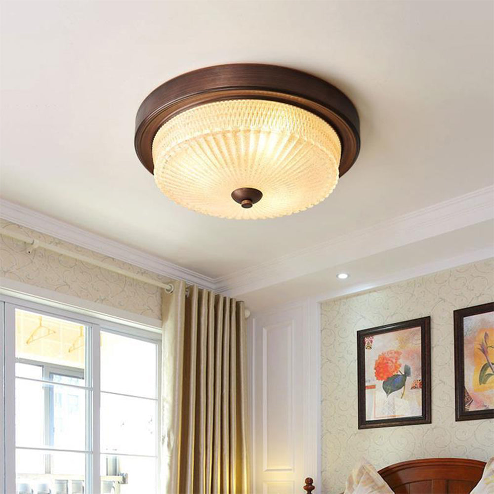 Silva Vintage Round Flush Mount Ceiling Light Glass Bedroom