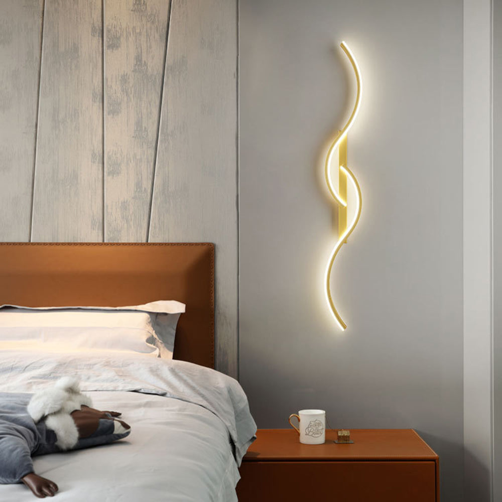 Arisha Modern Linear Wave Bedroom Wall Lamp Living Room
