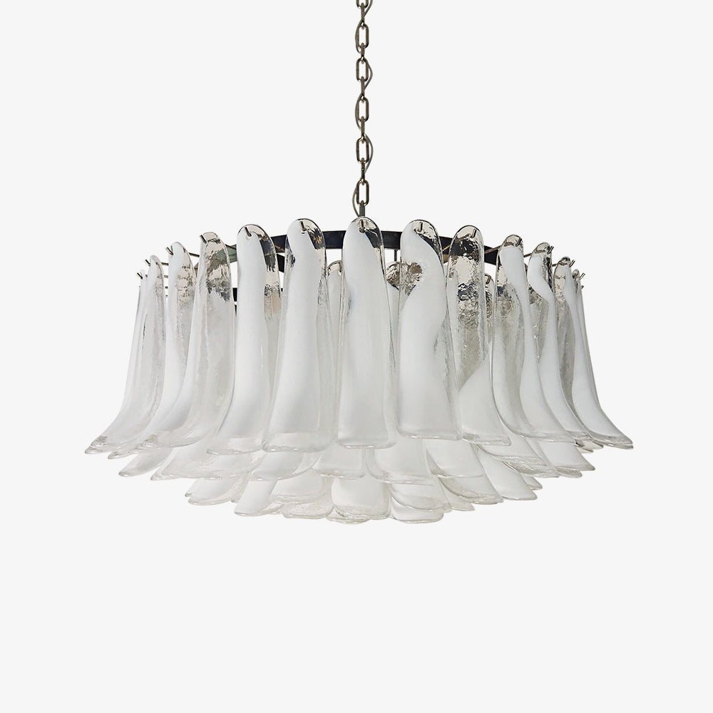 Aurora Chandelier White Murano Glass Petal Elegant