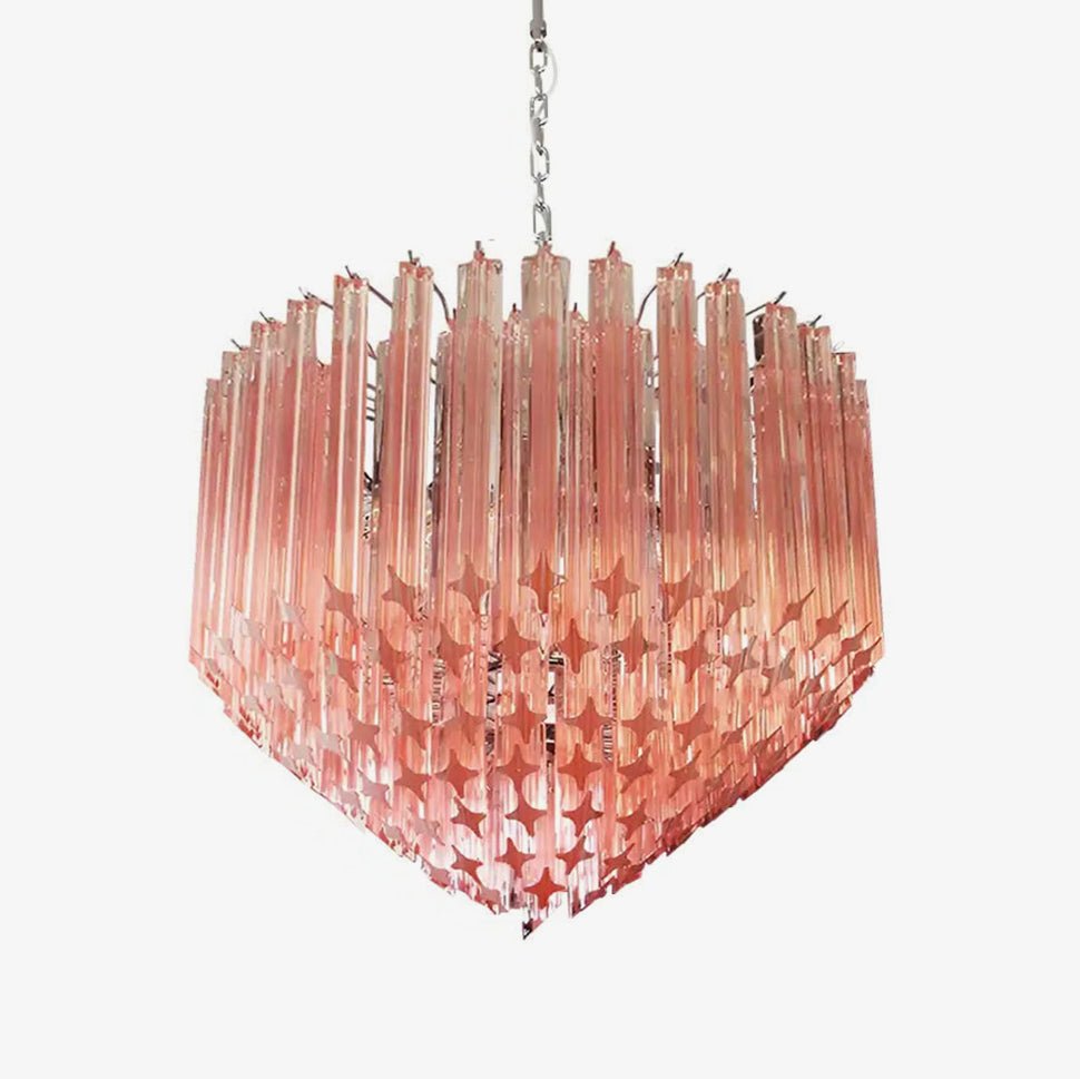 Aurora Chandelier Pink Glass Prisms Geometric