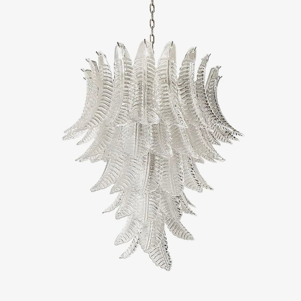 Aurora Chandelier Clear Glass Leaf Cascading Elegant