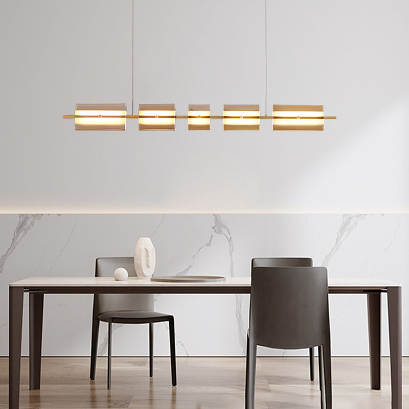Arisha Modern Nordic Linear Copper Glass Pendant Light Brass