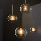 Arisha Golden Pendant Light, /Glass, Globe/Cylindric