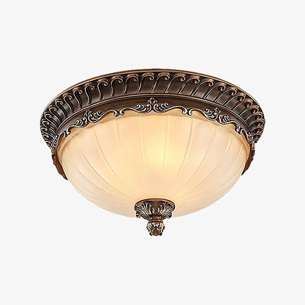Arisha Retro Semicircular /Glass Flush Mount Ceiling Light, Bronze