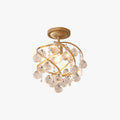 Kristy Luxury Globe Crystal Semi-Flush Mount Ceiling Light, Brass