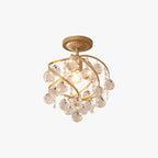 Kristy Luxury Globe Crystal Semi-Flush Mount Ceiling Light, Brass