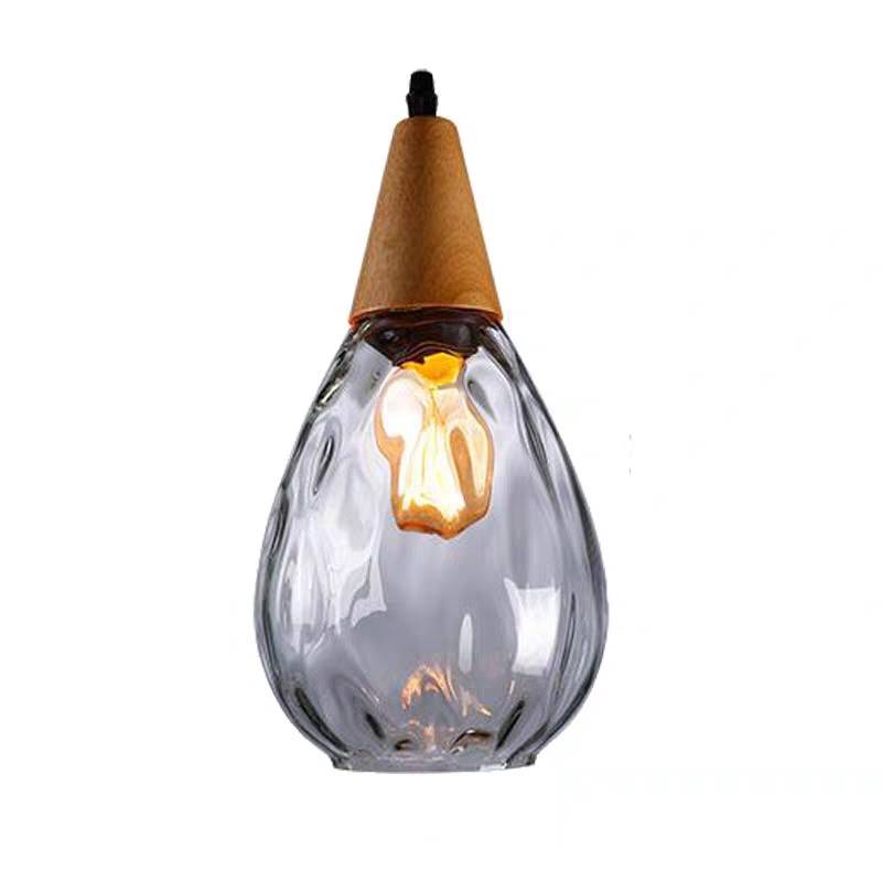Avi Vintage Teardrop Pendant Light, Glass/Wood - image 13
