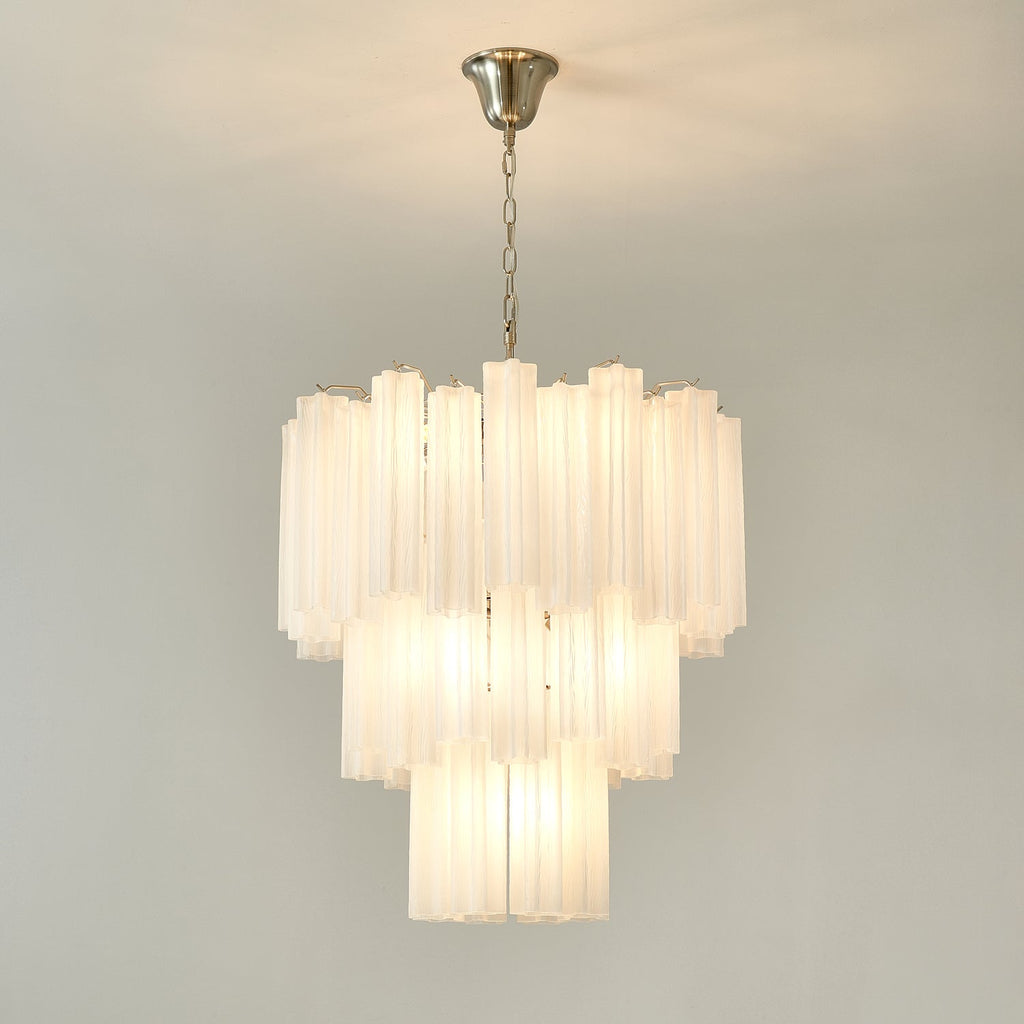 Aurora Chandelier Frosted Glass Tubes Layered Minimalist