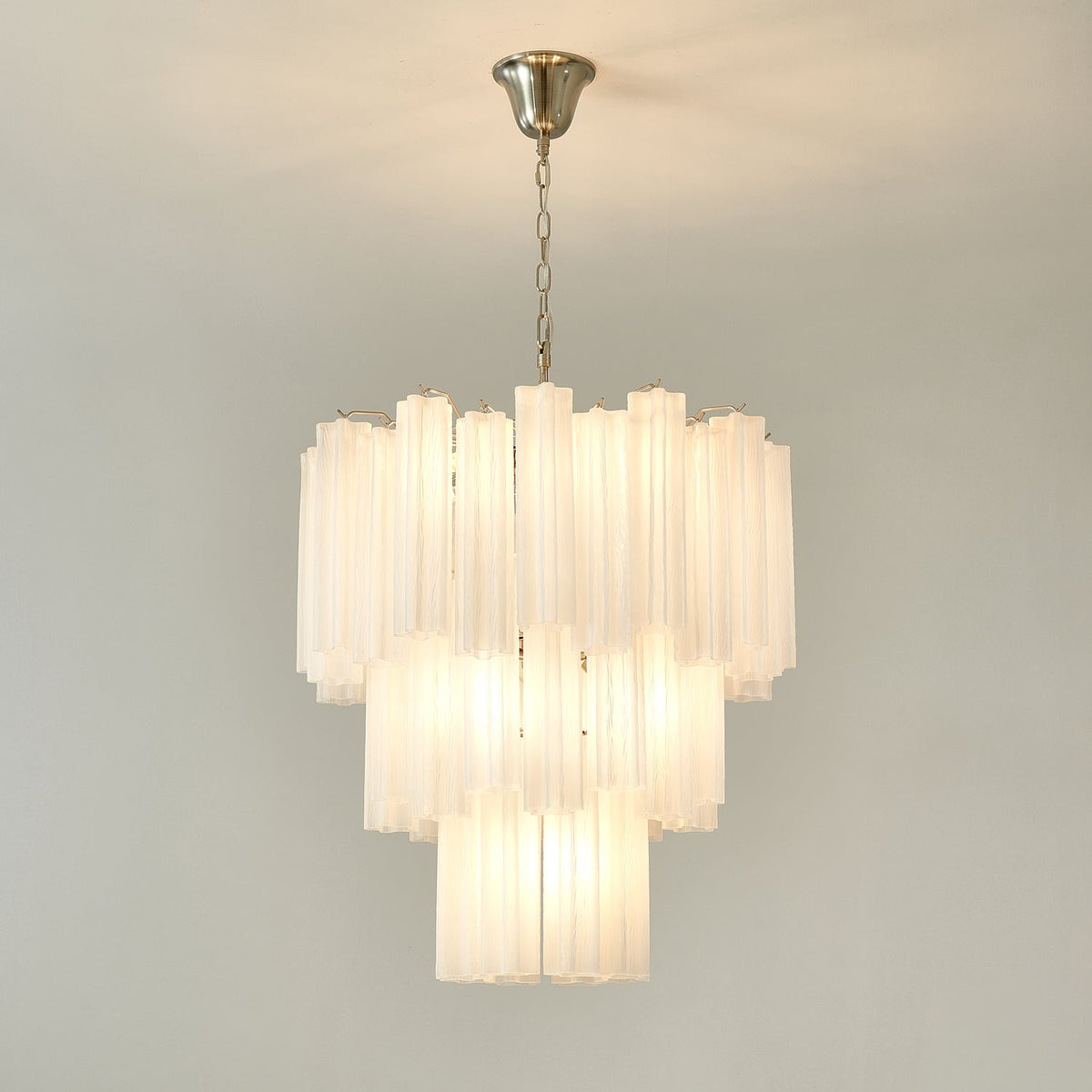 Aurora Chandelier Frosted Glass Tubes Layered Minimalist