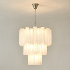 Aurora Chandelier Frosted Glass Tubes Layered Minimalist
