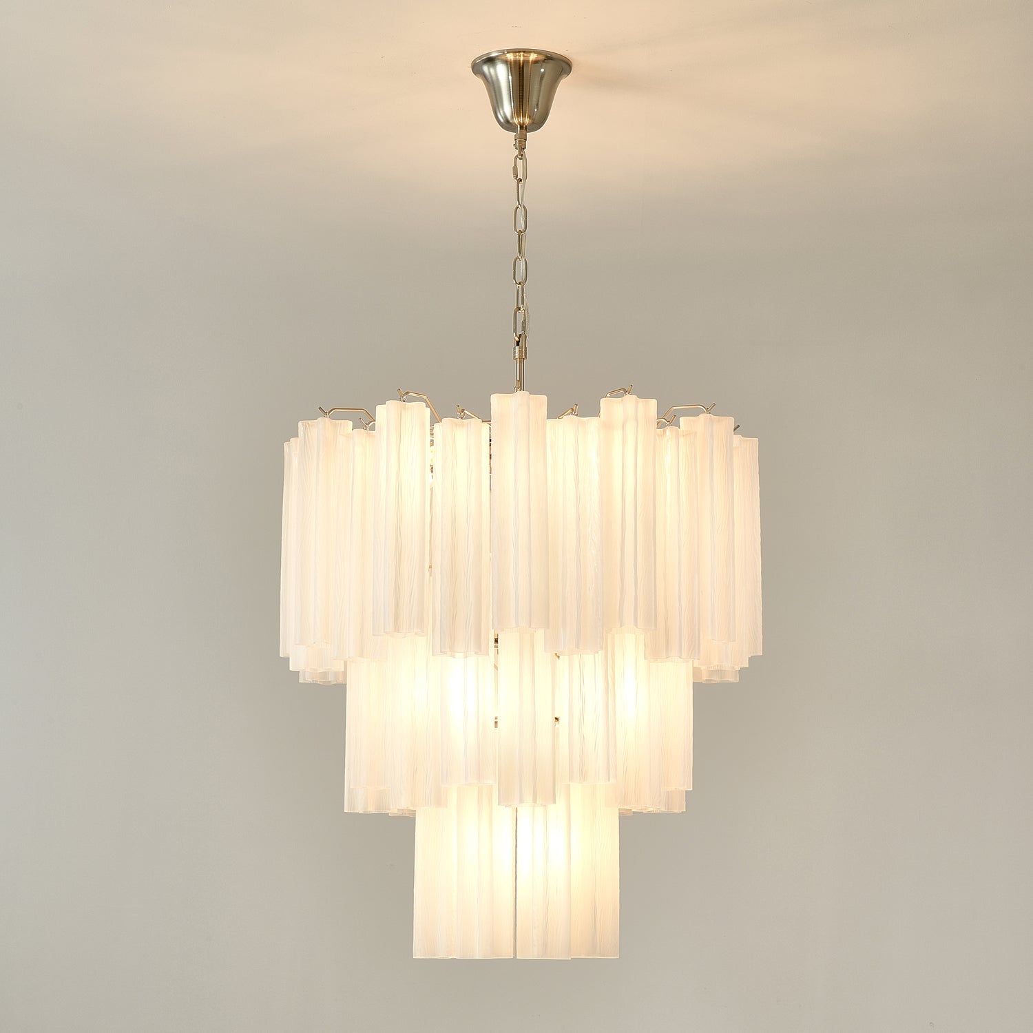 Aurora Chandelier Frosted Glass Tubes Layered Minimalist