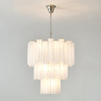 Aurora Chandelier Frosted Glass Tubes Layered Minimalist
