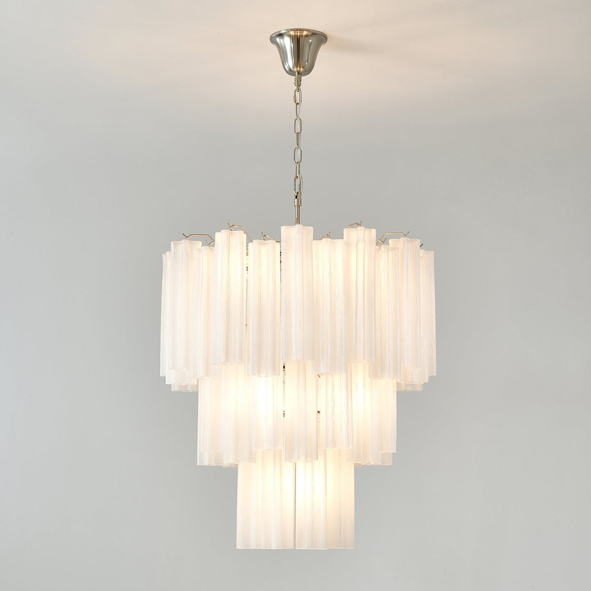 Aurora Chandelier Frosted Glass Tubes Layered Minimalist