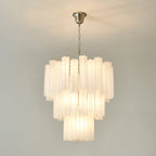 Aurora Chandelier Frosted Glass Tubes Layered Minimalist