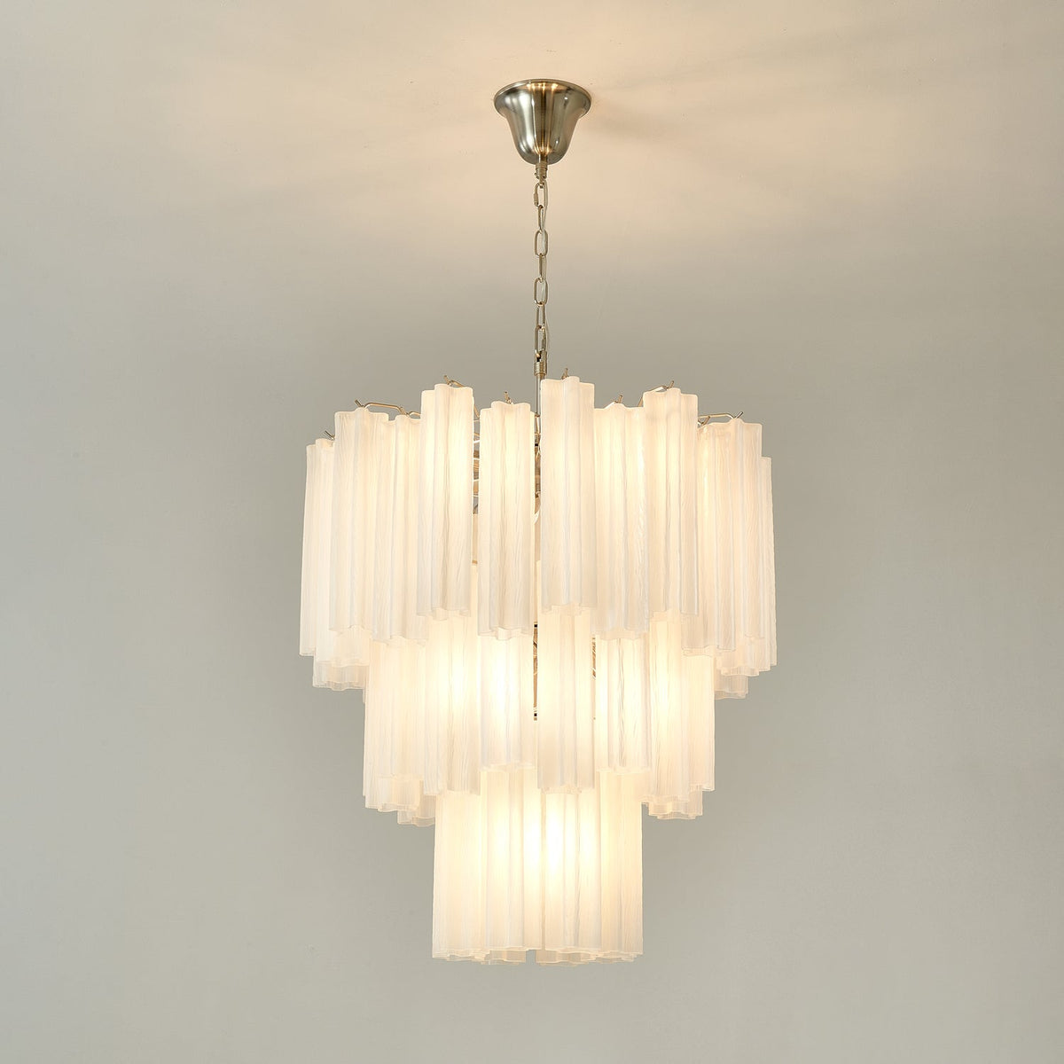 Aurora Chandelier Frosted Glass Tubes Layered Minimalist
