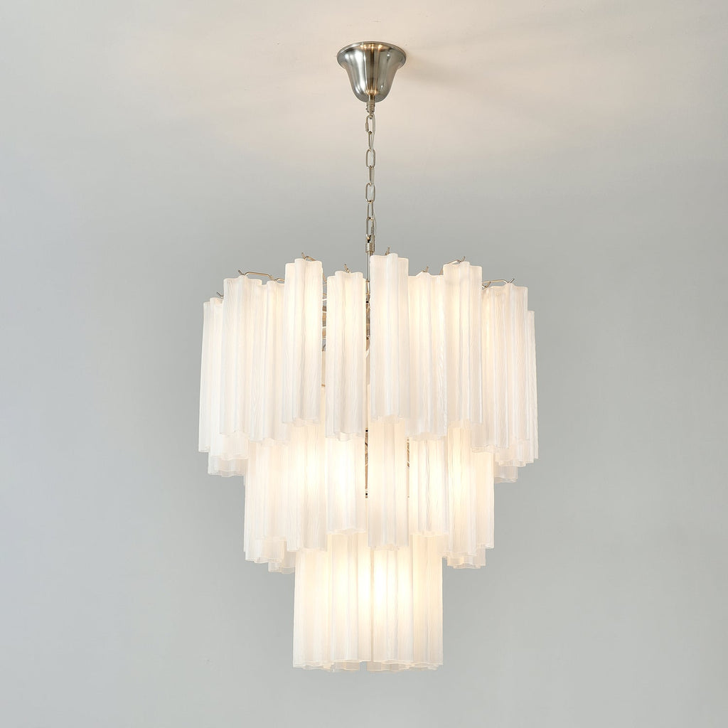Aurora Chandelier Frosted Glass Tubes Layered Minimalist