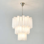 Aurora Chandelier Frosted Glass Tubes Layered Minimalist