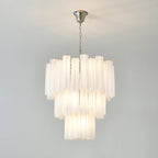 Aurora Chandelier Frosted Glass Tubes Layered Minimalist